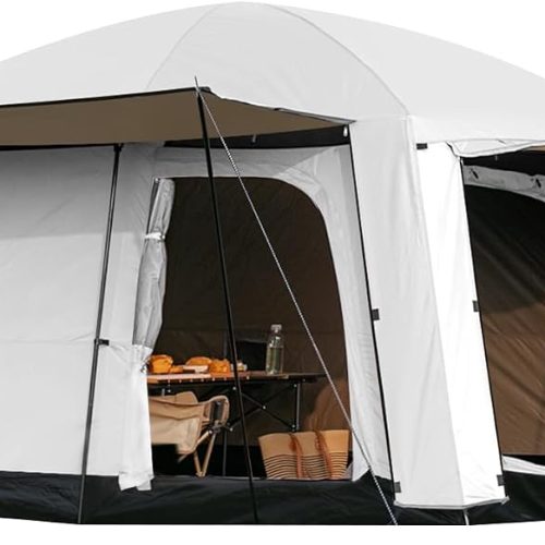 4-6 Person Cabin Tent, with Porch, Rainfly, Double Layer Waterproof, 2 Rooms, 2 Doors