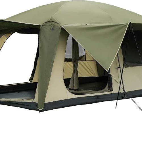 8-10 Person Family Cabin Tent, 3 Doors, 2 Rooms, Double Layer Waterproof, for Camping