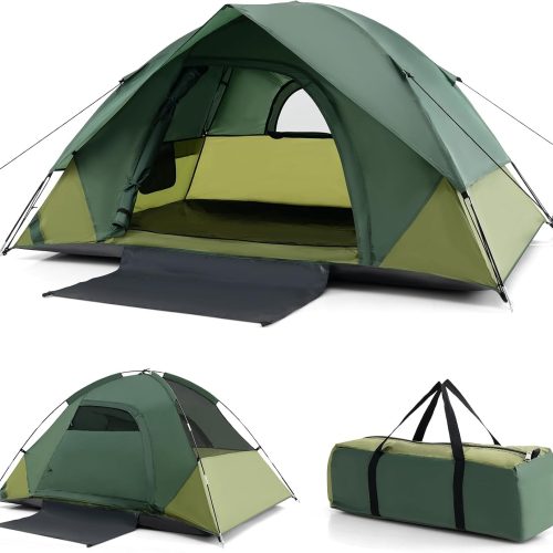 2 Person Backpacking Tent, with Removable Rainfly, Floor Mat, 4 Mesh Walls, Zippered Doors