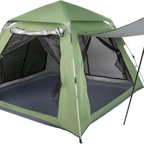 4-Person Dome Tent, Weatherproof, with Rainfly, Carry Bag, 2 Windows, 2 Doors, for Airflow