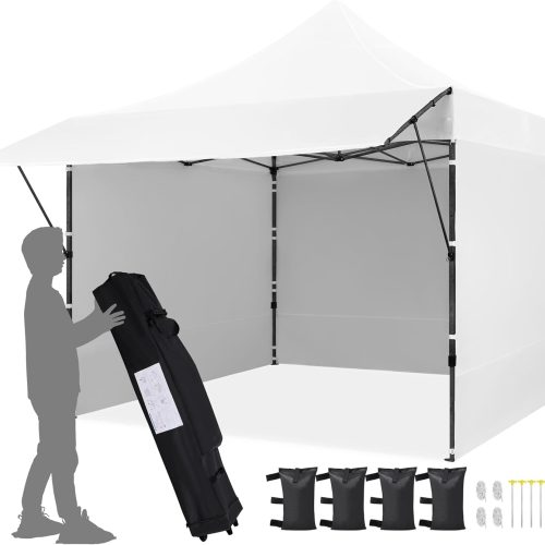 10x10 Pop-Up Canopy Tent with 3 Removable Sidewalls, UPF50+, Waterproof, with Roller Bag