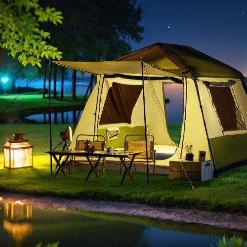 10x9 ft Green Camping Tent, 3-6 Person, 3000mm Waterproof, Dual Entry, Mesh Ventilation