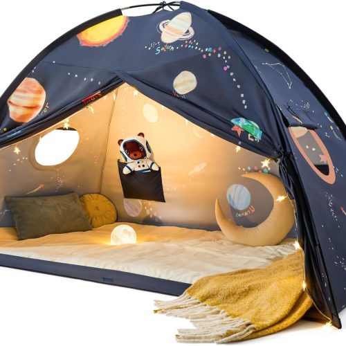 Kids Bed Canopy Tent, Easy-Install, Imaginative Playhouse, 77"x40"x46"