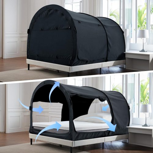 Twin Size Bed Canopy Tent, Pop-Up, Portable, Breathable, Light-Reducing, for Indoor Use