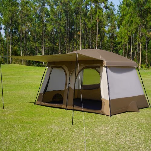3-4 Person Camping Tent with Extended Vestibule, Weather Resistant, Breathable Mesh Windows